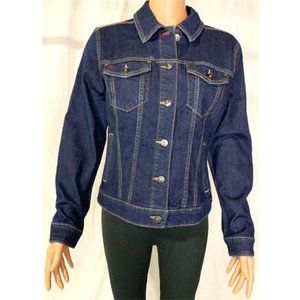 EV1 Gold Glitter Love Flag Jacket Women's Size M Dark Wash